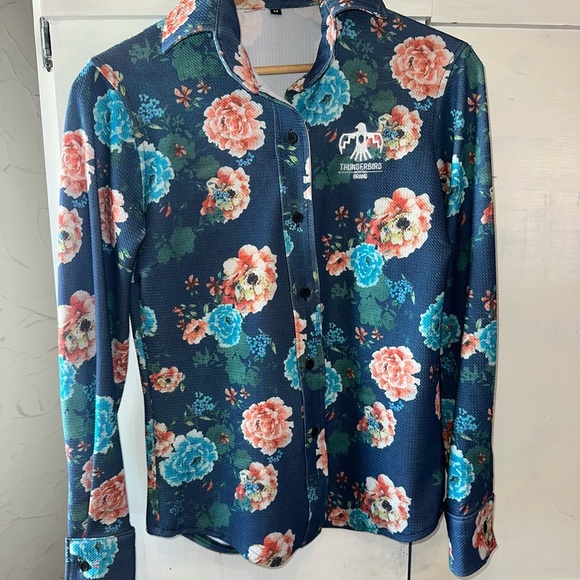 Thunderbird Floral Button-Down Shirt - Blue and Pink. Size: M Great Material TTS - Picture 3 of 5